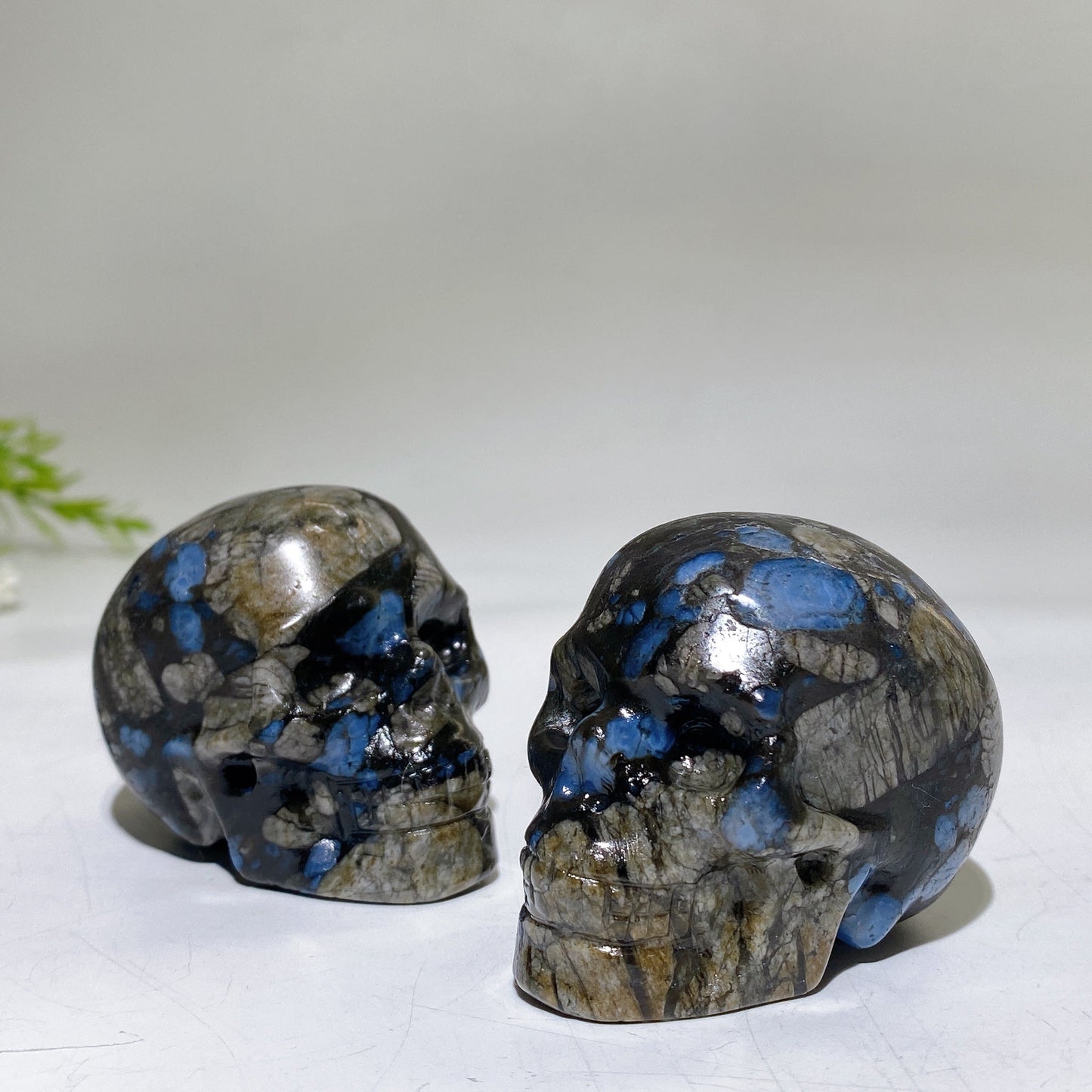 2.1" Blue Que Sera Skull Carving Crystal Healing Bulk Wholesale