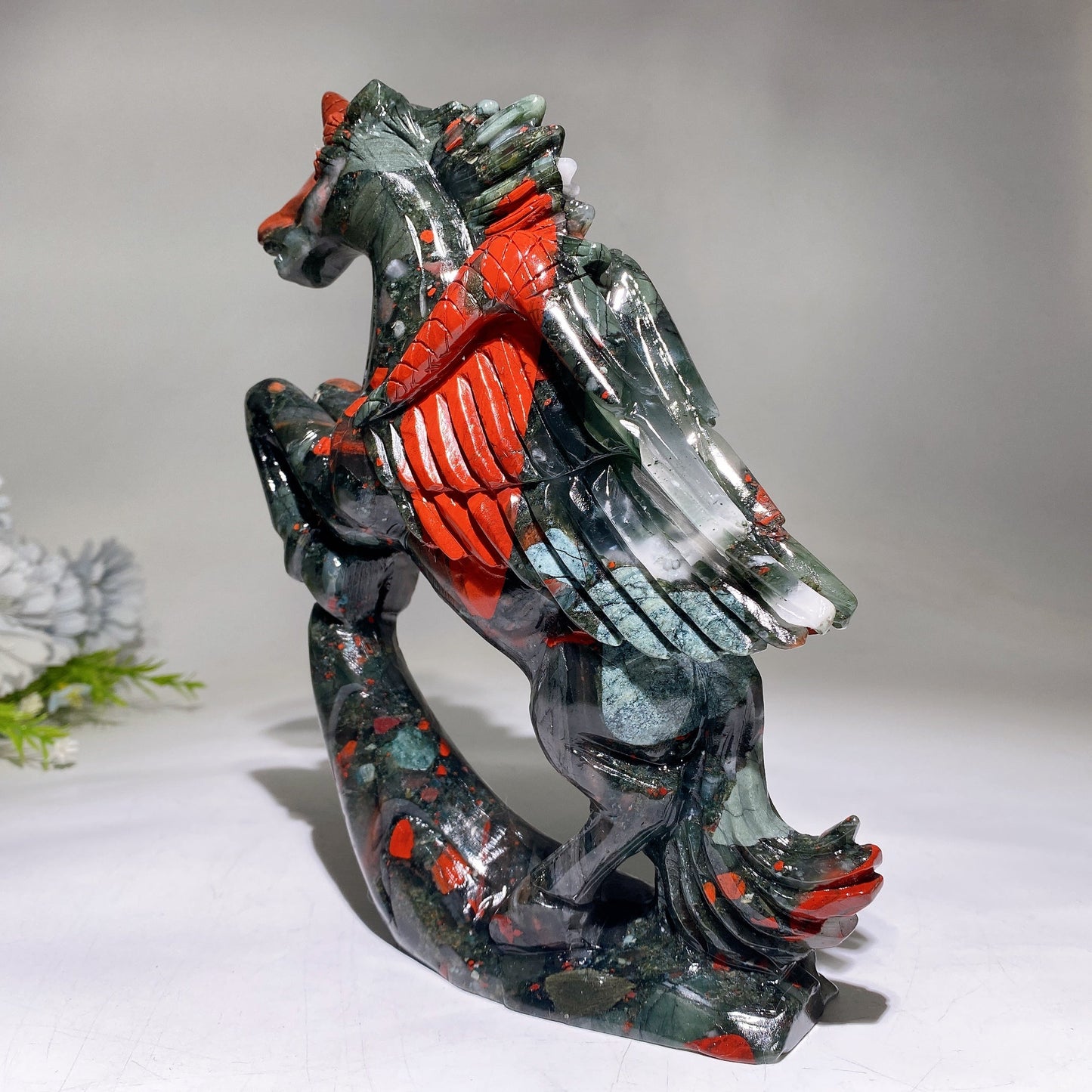 Hand Carved Unique Africa Blood Stone Unicorn Carving Crystal Healing Bulk Wholesale