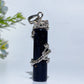Metal Silver Dragon Coiling Around Crystal Cylinder Pendant Crystal Healing Bulk Wholesale