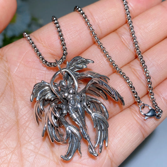 Metal Silver Angemon Necklace Crystal Healing Bulk Wholesale