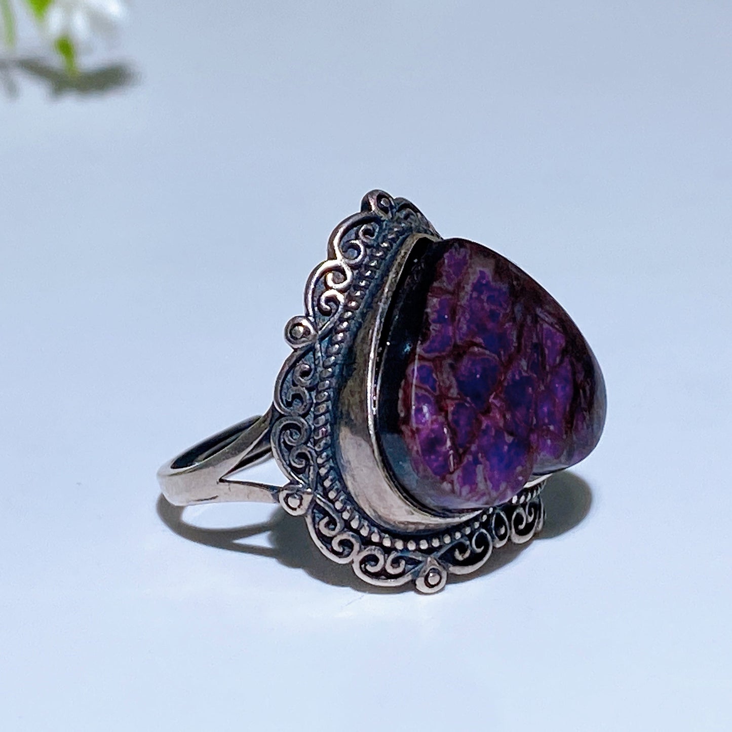 Sterling Silver Sugilite Heart Ring Crystal Healing Bulk Wholesale