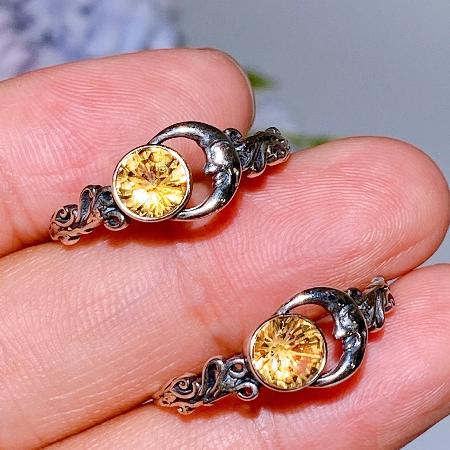 925 Silver Moon Citrine Ring Crystal Healing Bulk Wholesale