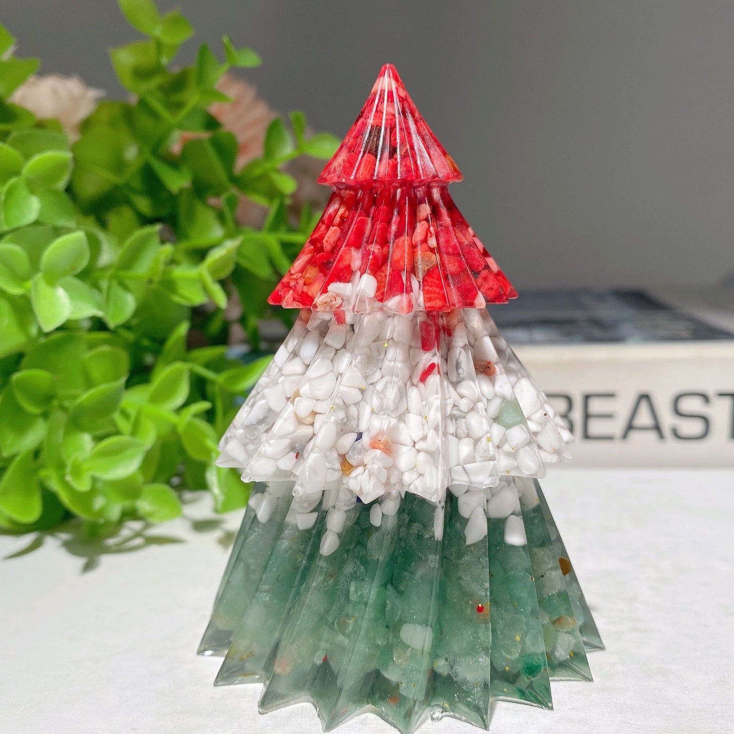 3.5" Mixed Crystal Chips Resin Christmas Tree Carvings Bulk Wholesale