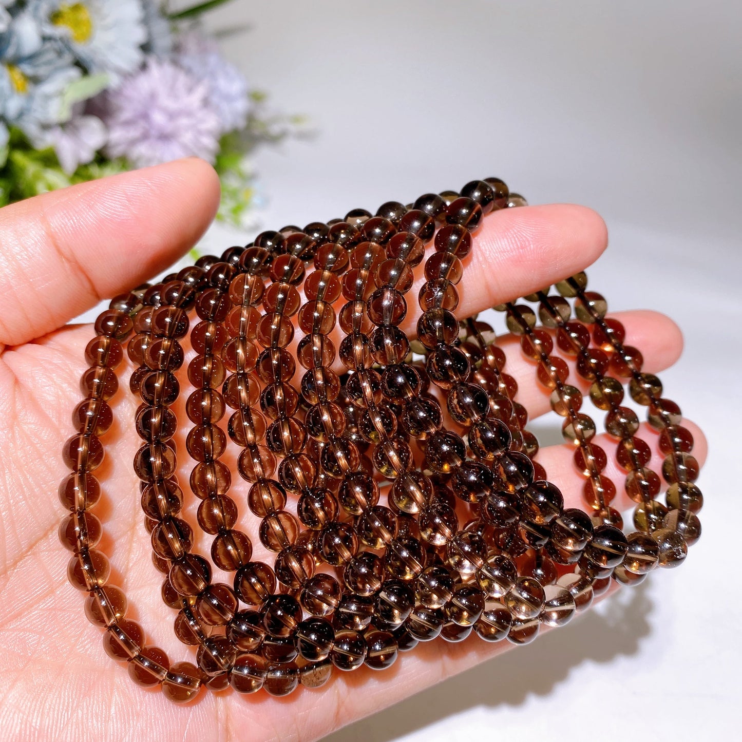 6.3-6.5mm Smoky Quartz Bracelet Crystal Healing Bulk Wholesale