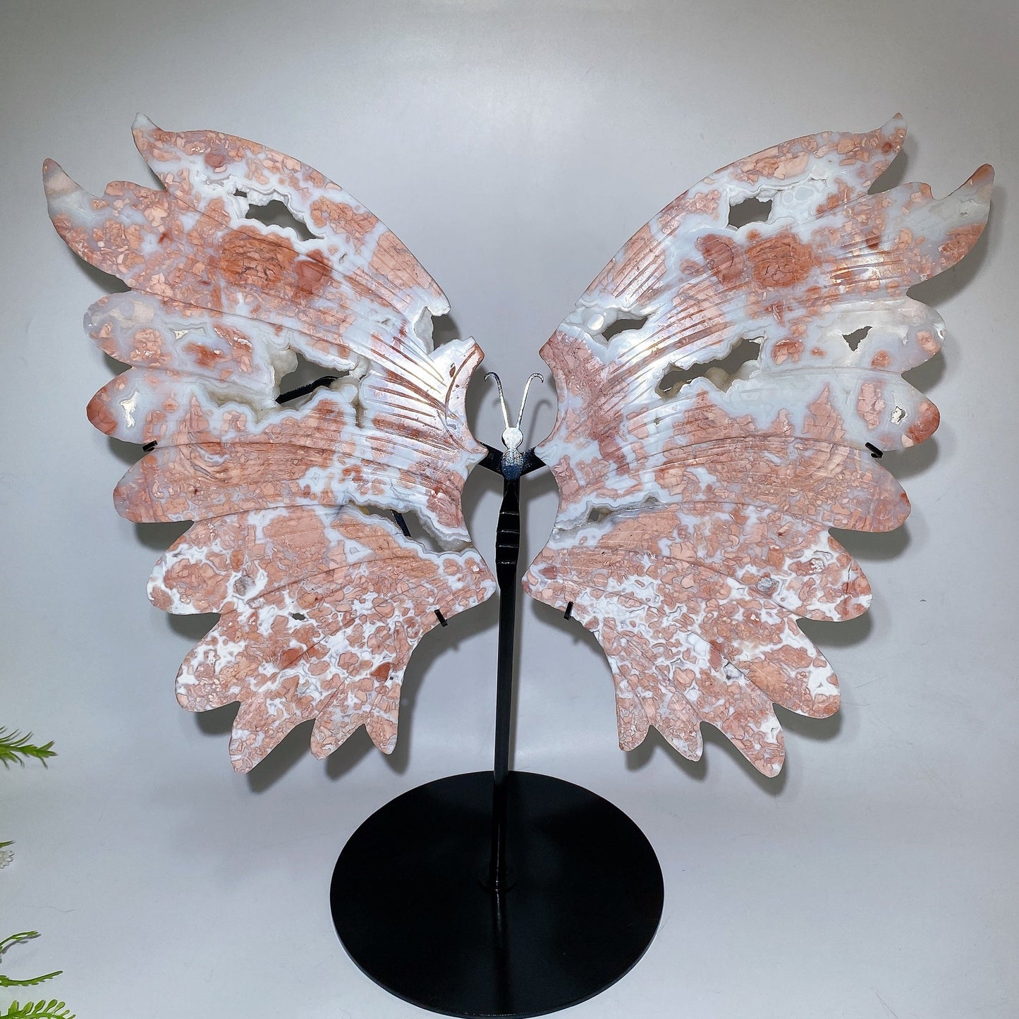 Large Unique Druzy Cotton Candy Agate Butterfly Wings Carving with Stand Crystal Healing Bulk Wholesale
