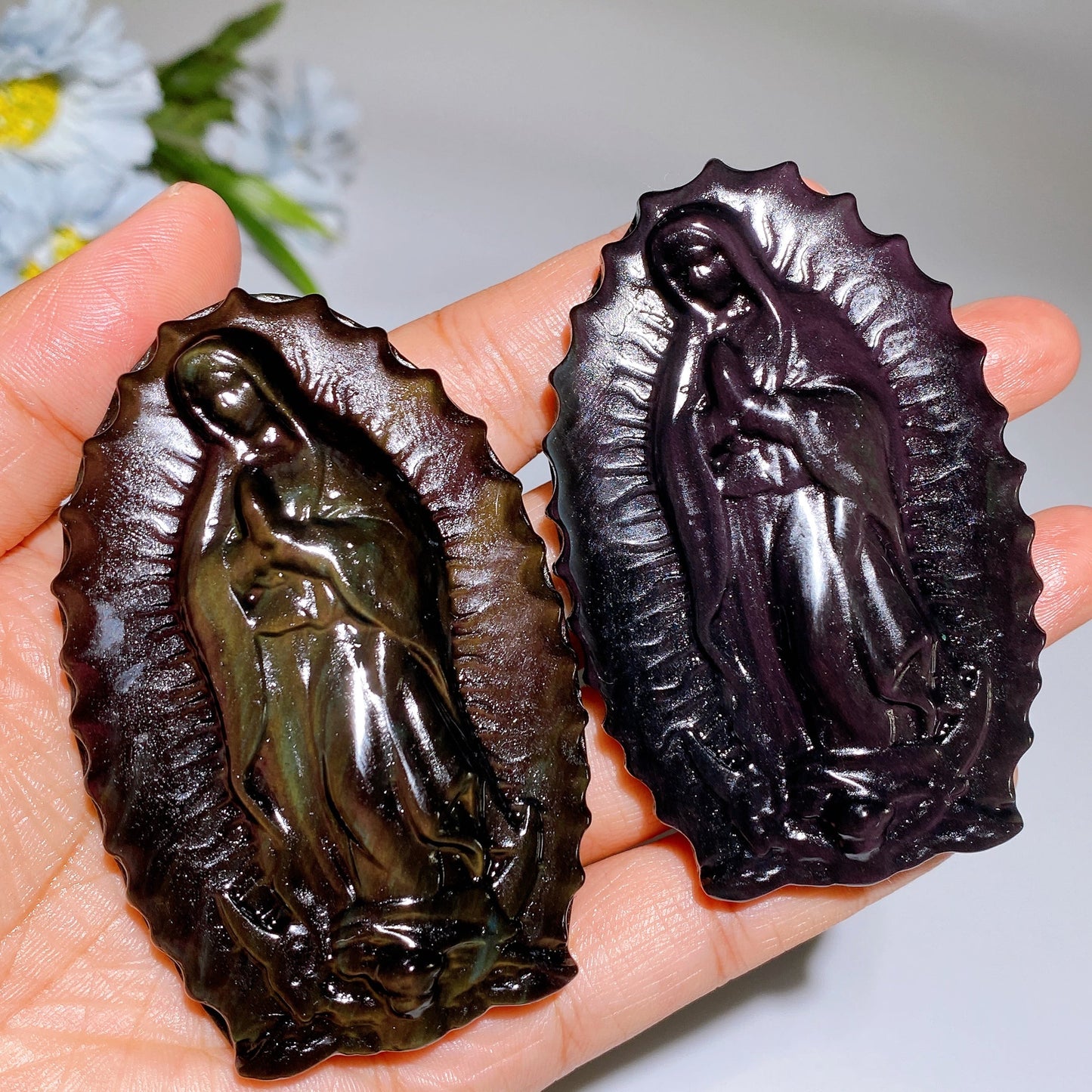 3.1" Rainbow Obsidian Maria Carving Crystal Healing Bulk Wholesale