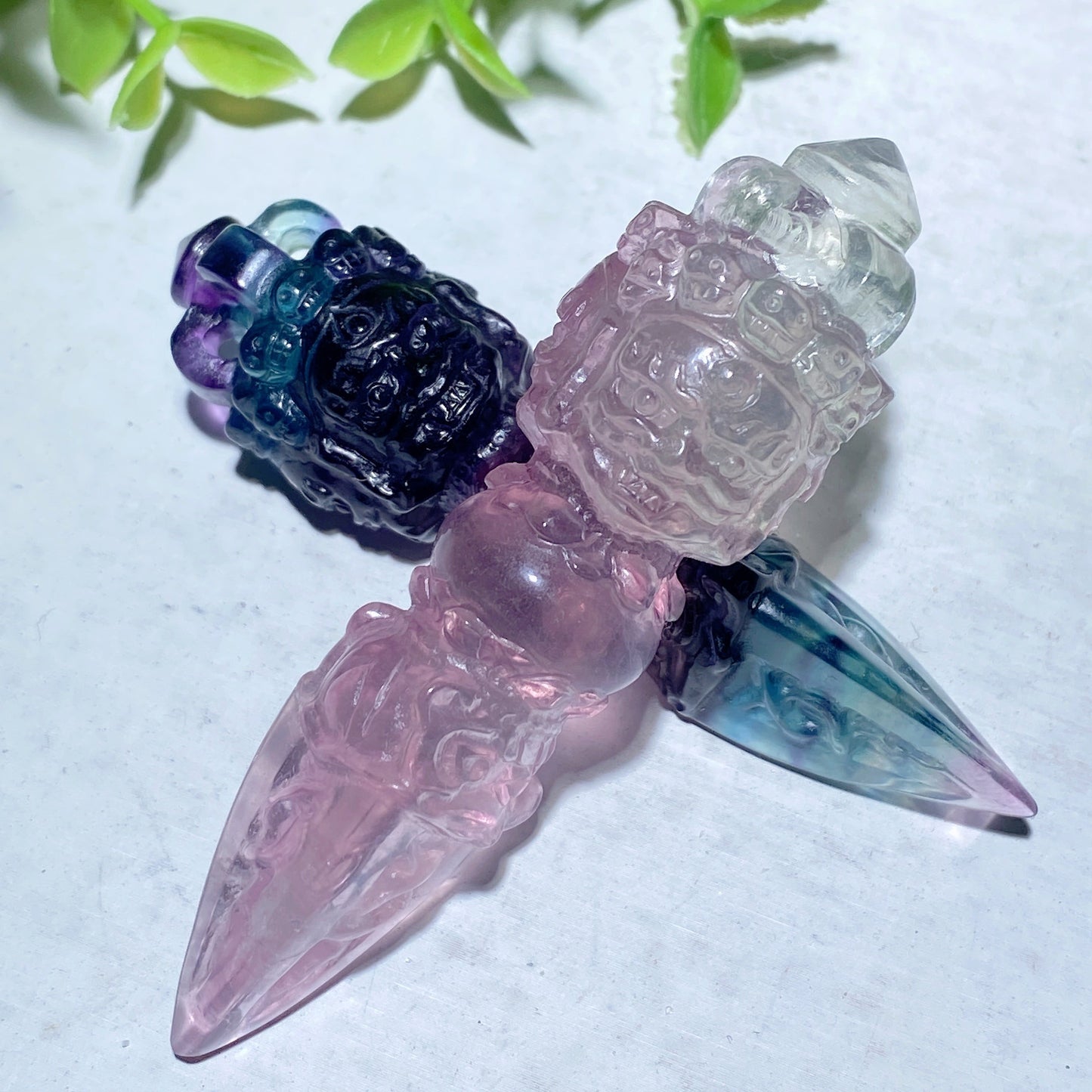 3.1" Fluorite Vajra Pestle Carvings Pendant Bulk Wholesale