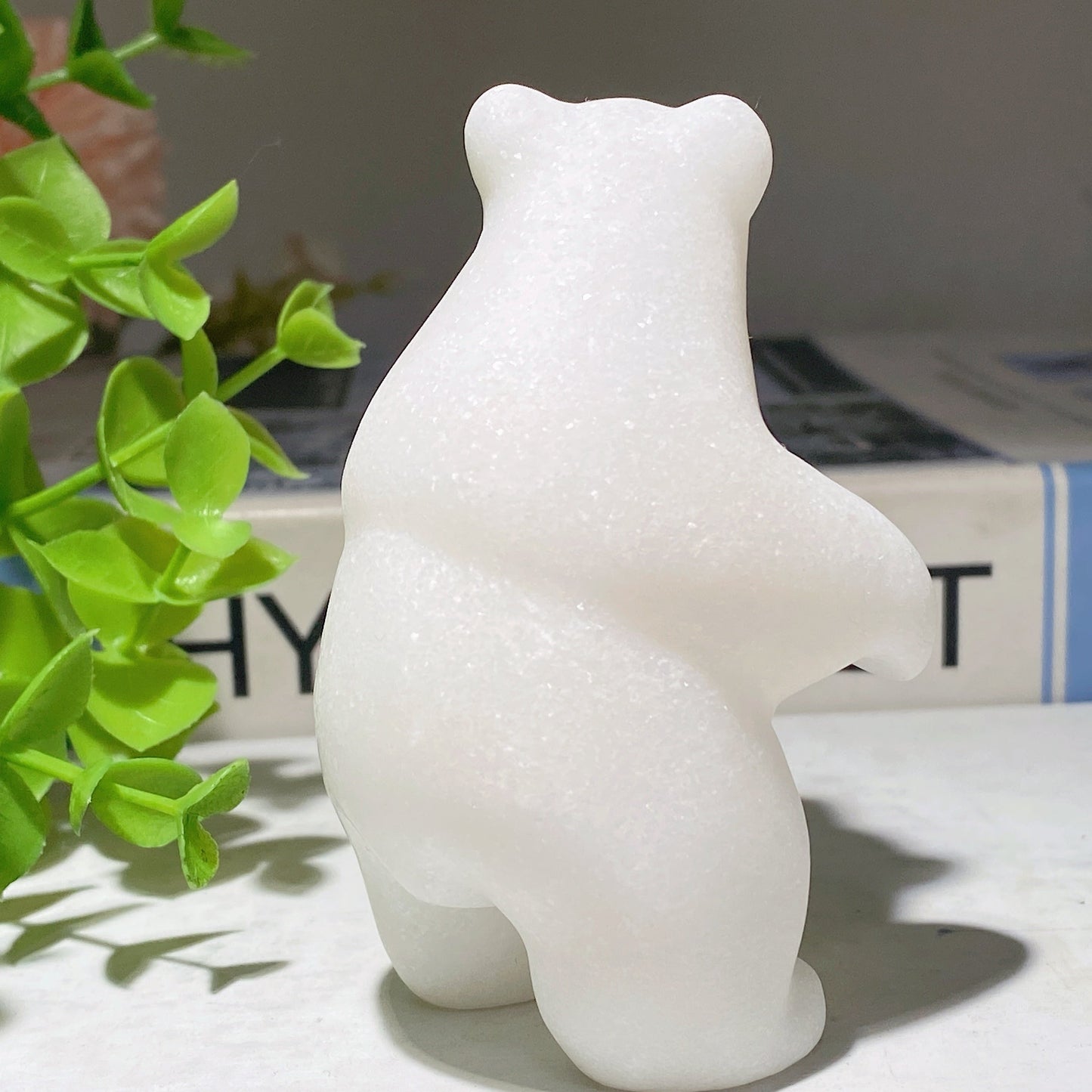 3.1" White Jade Polar Bear Carvings Bulk Wholesale