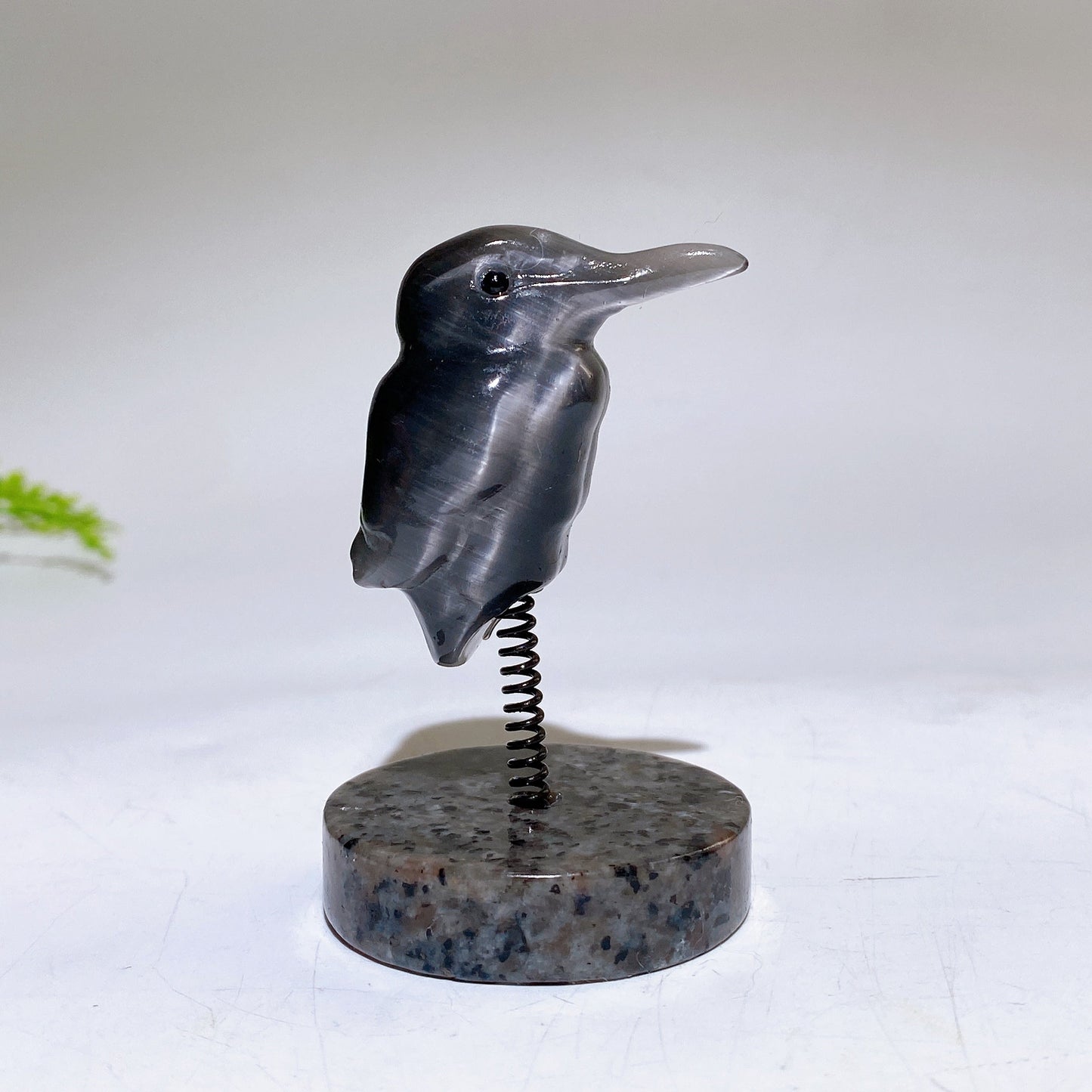 Cat's Eye Hummingbird on Spring with UV Reactive Yooperlite Base Free Form Crystal Healing Bulk Wholesale