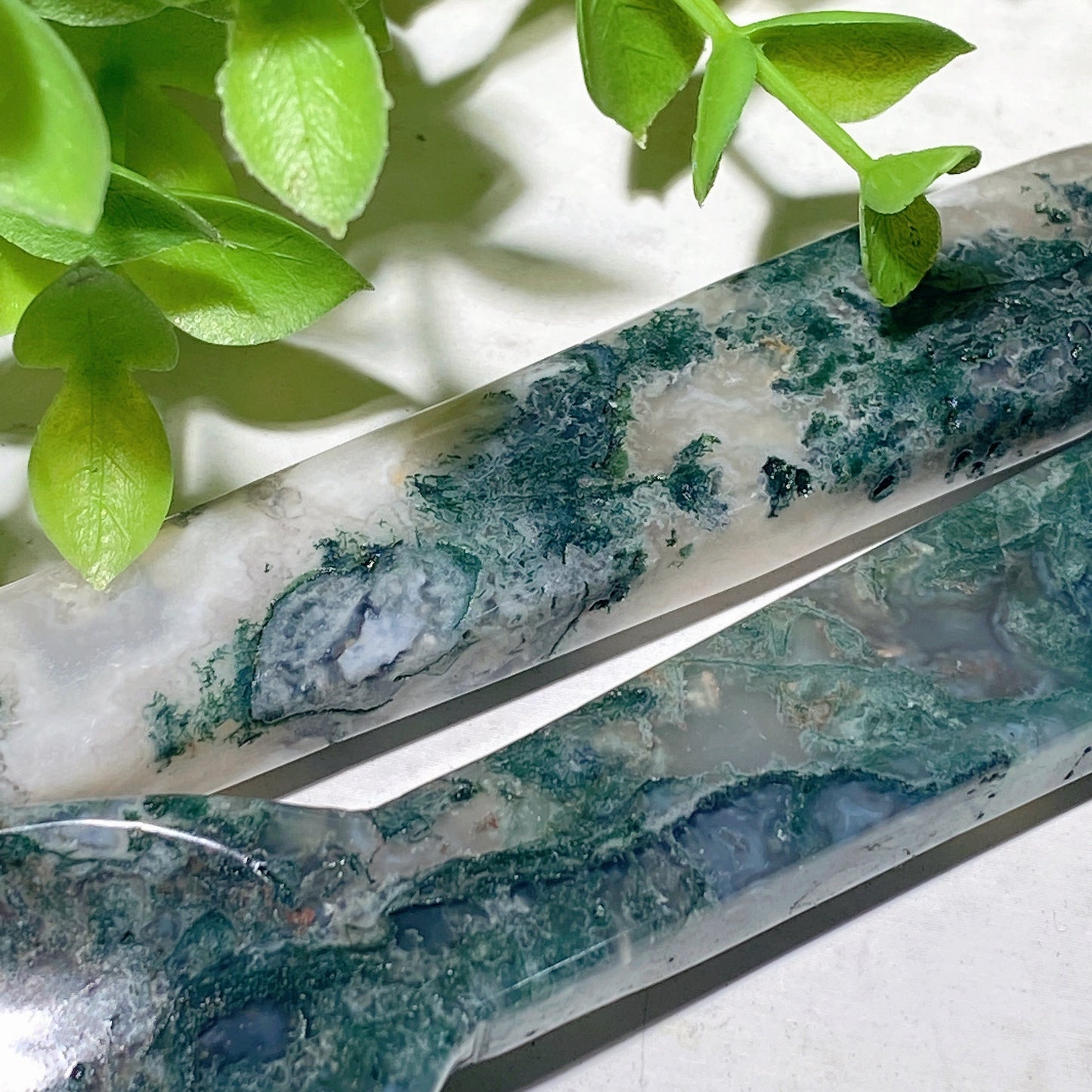 6.0" Moss Agate Spoon Carvings Bulk Wholesale