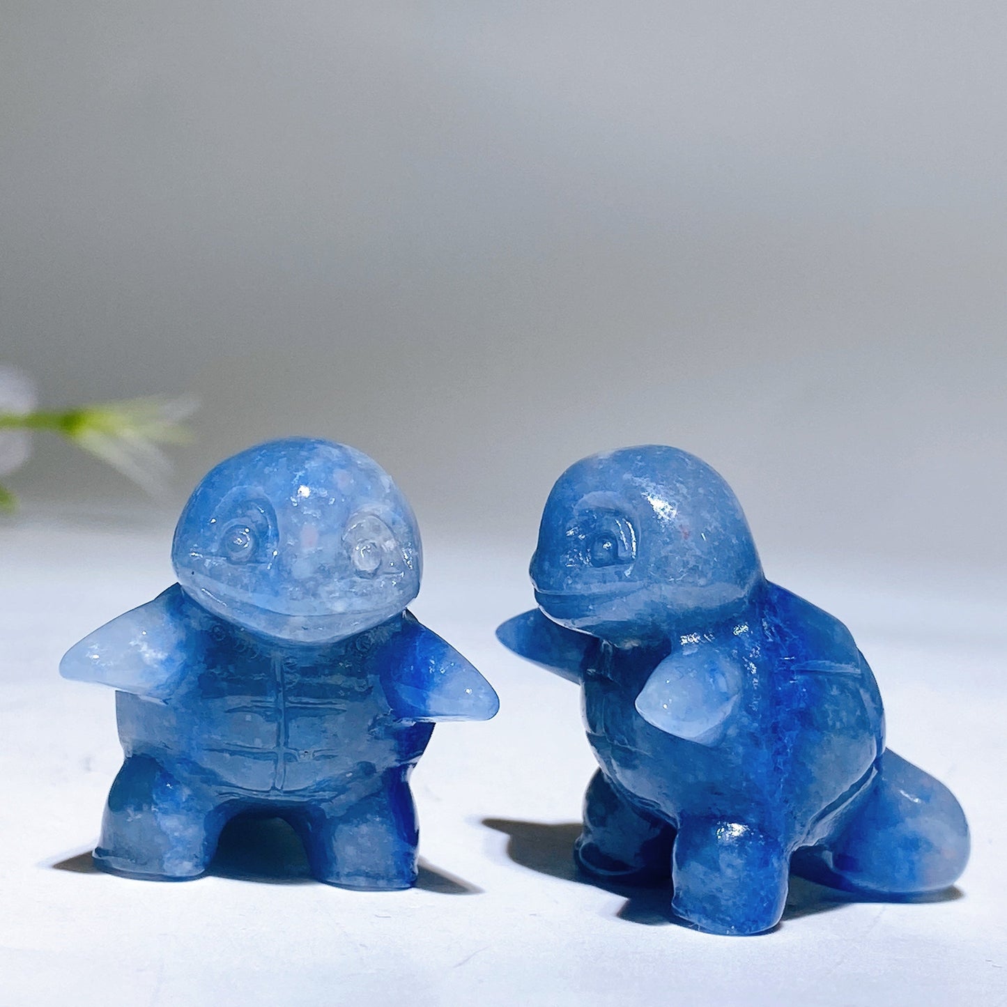 1.4" Blue Aventurine Squirtle Pokemon Carving Crystal Healing Bulk Wholesale