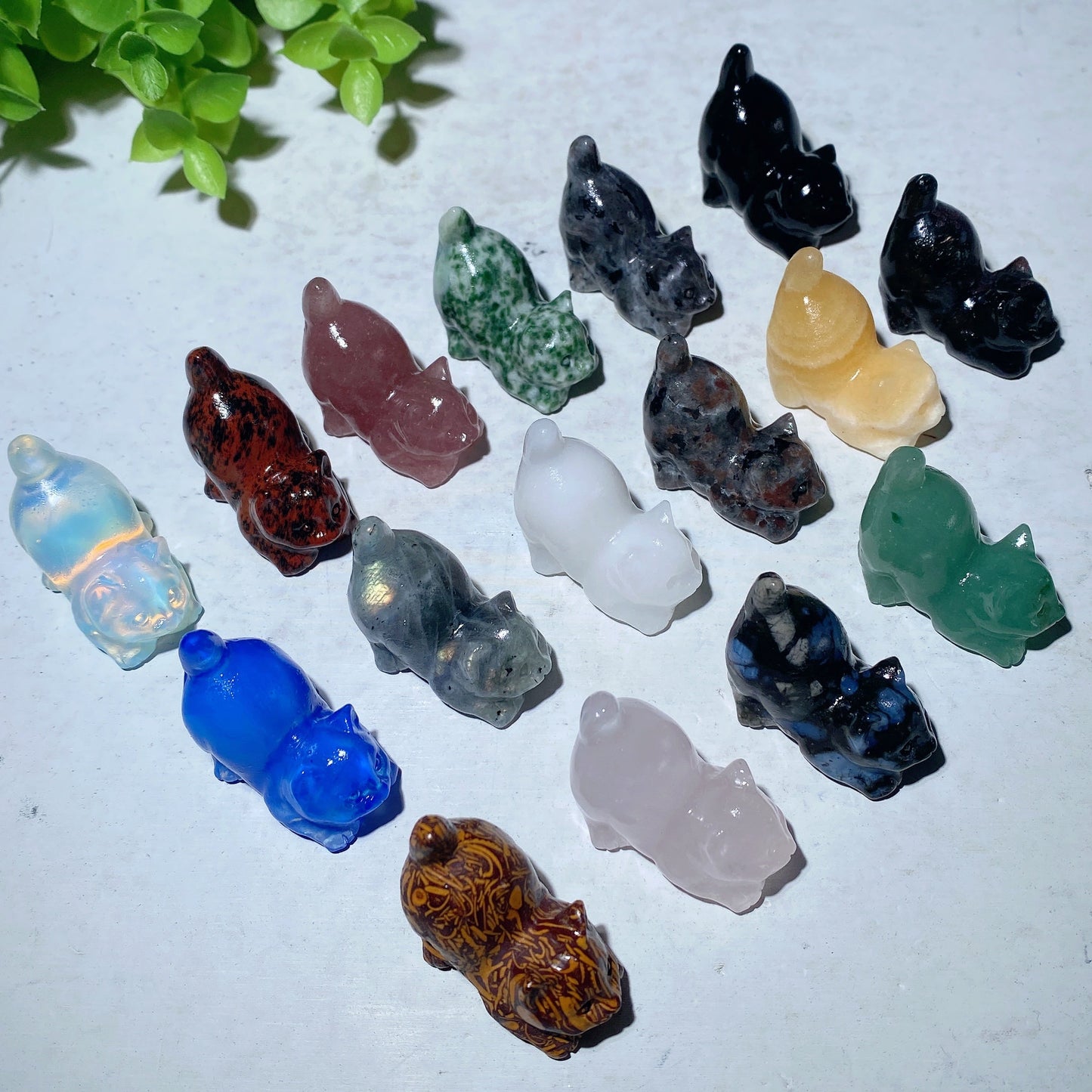 1.2" Mixed Crystal Mini Cat Carvings Bulk Wholesale