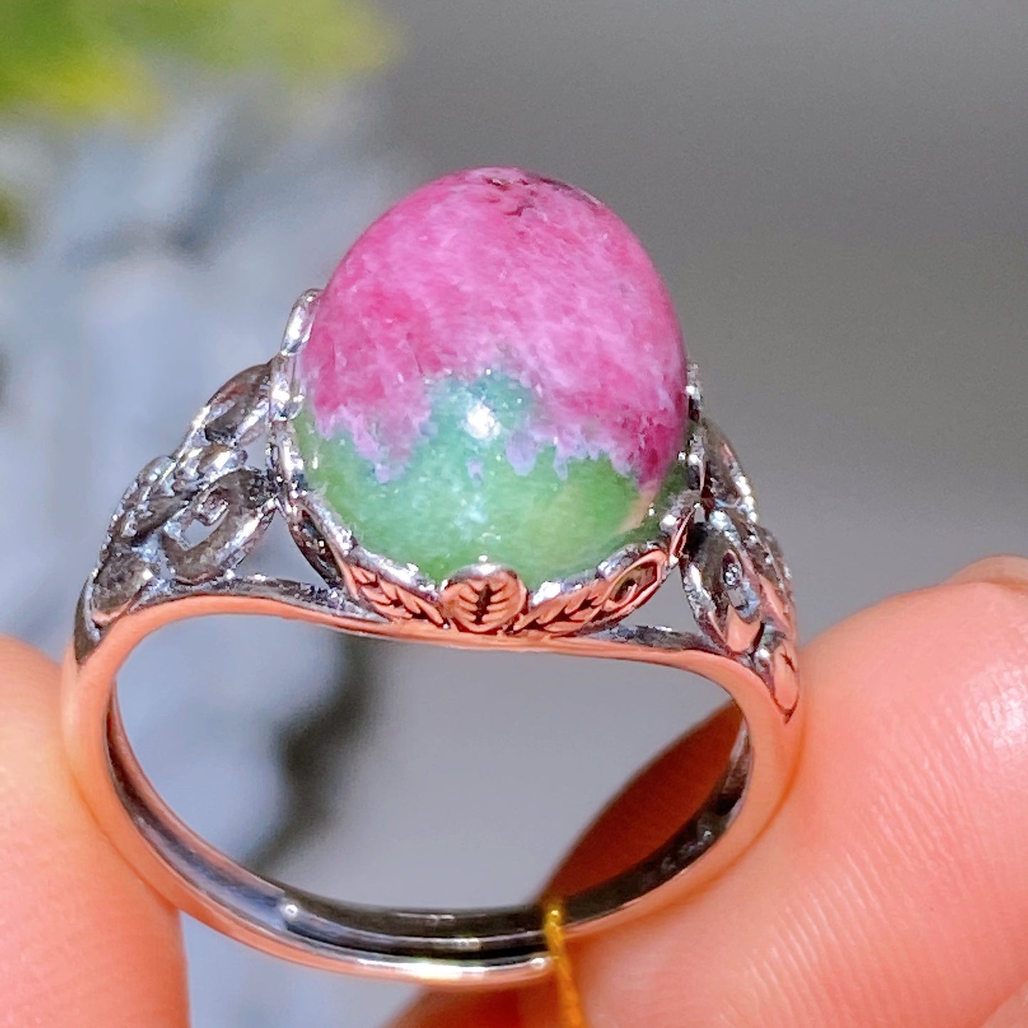 S925 UV Reactive Ruby Ring Crystal Healing Bulk Wholesale