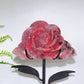 Natural Sakura Rhodonite Peony Flower Carving with Stand Crystal Healing Bulk Wholesale