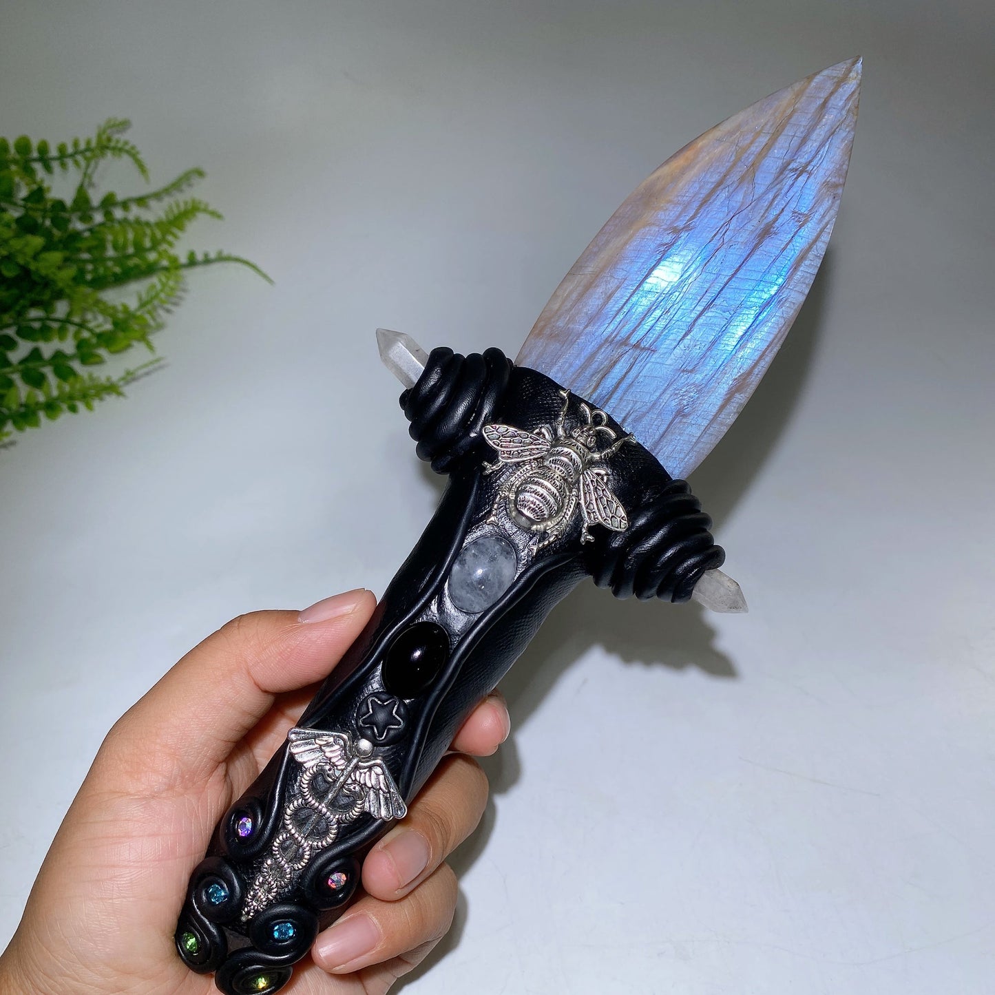 Natural Crystal Sword Carving with Resin Handle Crystal Healing Bulk Wholesale