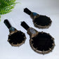 Natural Black Obsidian Mirror wtih Point Handle Labradorite Decor Crystal Healing Bulk Wholesale