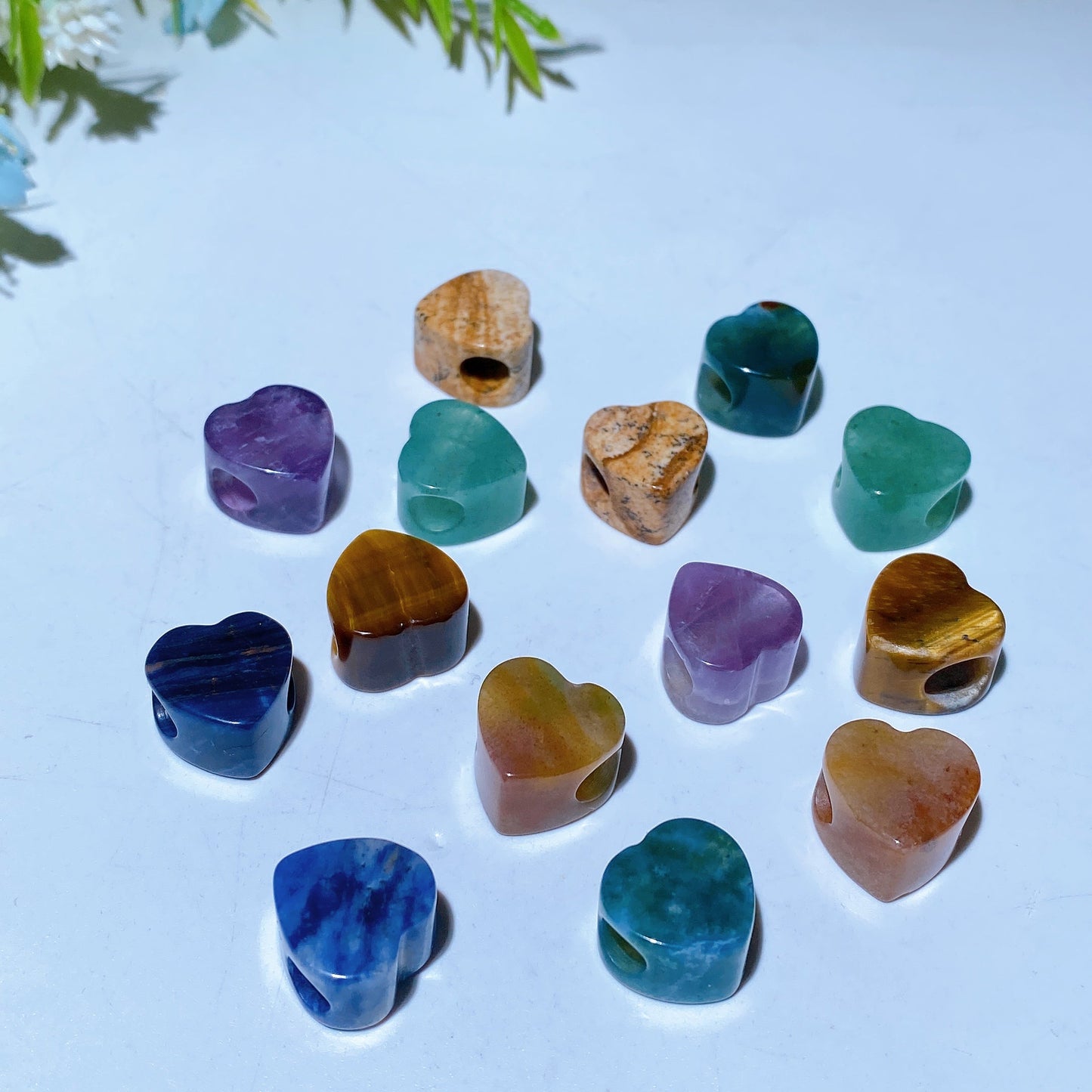 14mm Drilled Crystal Heart for Jewelry DIY Crystal Healing Bulk Wholesale