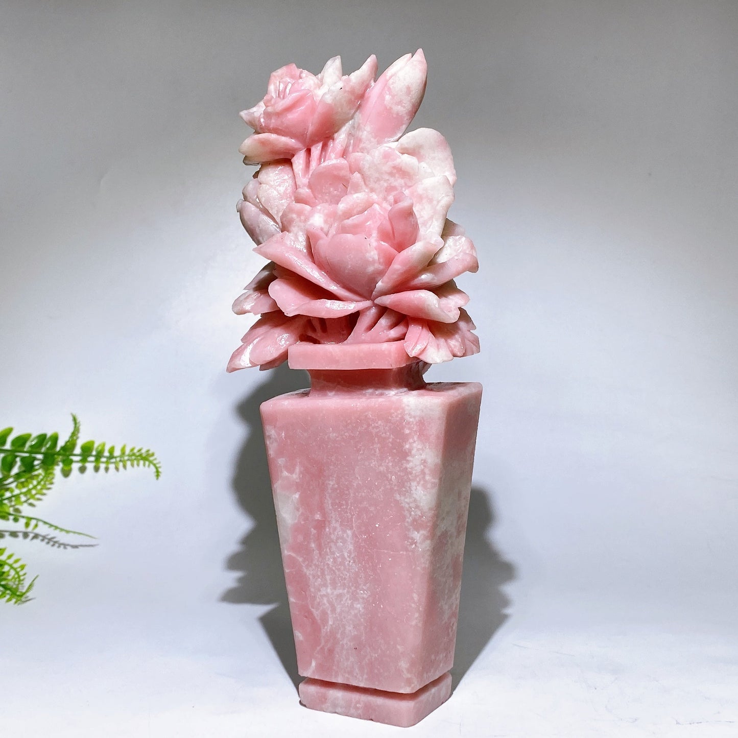 Hand Carved Unique Natural Pink Opal Peony Vase Free Form Crystal Healing Bulk Wholesale