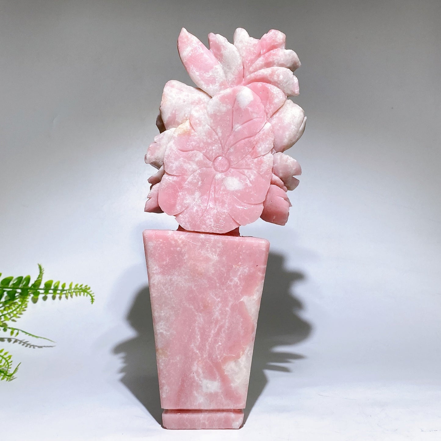 Hand Carved Unique Natural Pink Opal Peony Vase Free Form Crystal Healing Bulk Wholesale