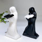 3.8" White Jade Black Obsidian The Death Carving Crystal Healing Bulk Wholesale