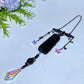 Black Obsidian Point Raw Malachite Suncatcher with Metal Bat Decor Crystal Healing Bulk Wholesale