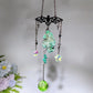 Black Obsidian Point Raw Malachite Suncatcher with Metal Bat Decor Crystal Healing Bulk Wholesale