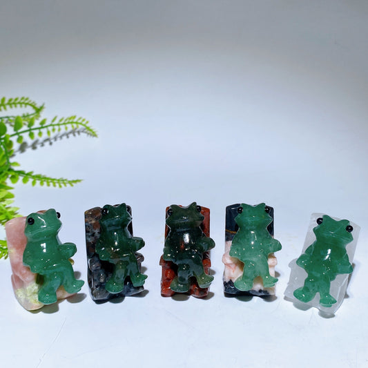 1.6" Natural Crystal Frog in Chair Carving Crystal Healing Bulk Wholesale