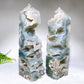 Large Unique Natural Druzy Moss Agate Tower Cryrstal Healing Bulk Wholesale