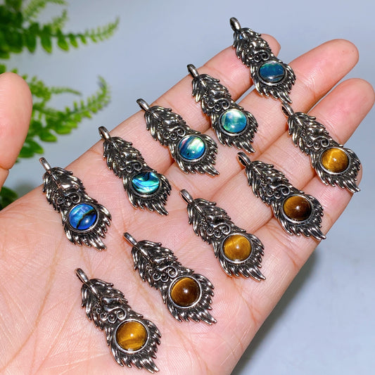 Abalone Shell Yellow Tiger's Eye Pendant Crystal Healing Bulk Wholesale