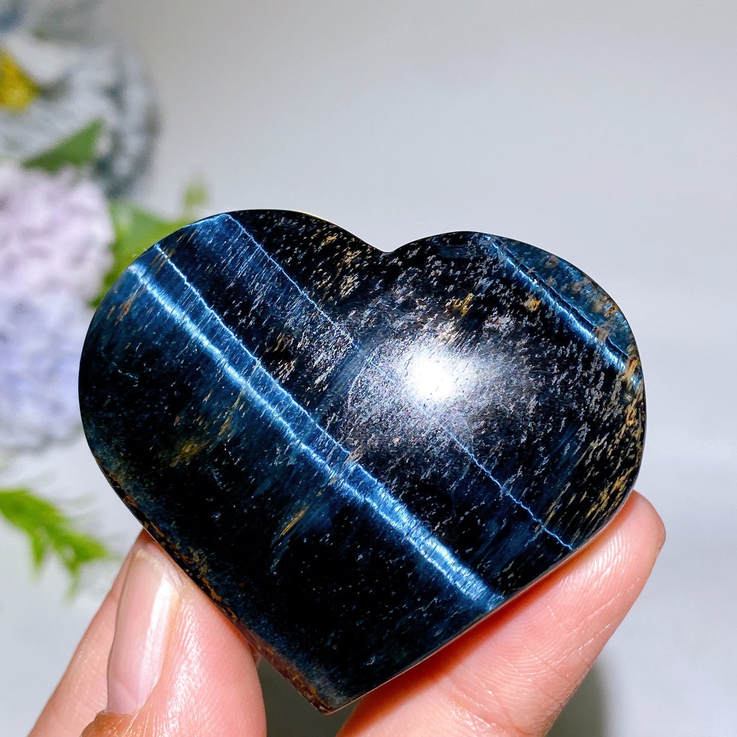 1.5"-2.4" Blue Tiger's Eye Heart Carving Crystal Healing Bulk Wholesale
