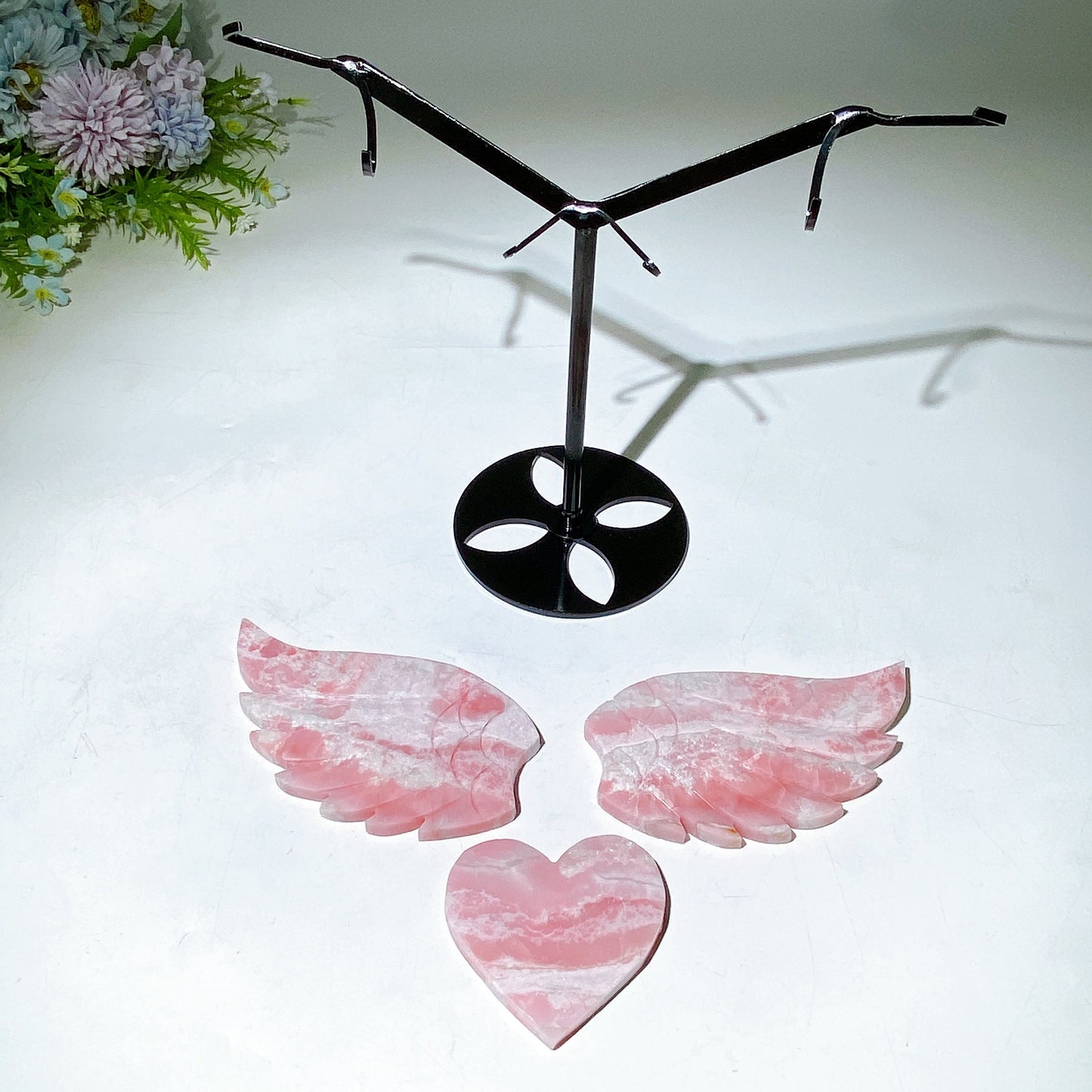 Crystal Heart Wings Carving with Stand Crystal Healing Bulk Wholesale