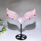 25cm Pink Opal Heart Wings Carving with Stand Crystal Healing Bulk Wholesale