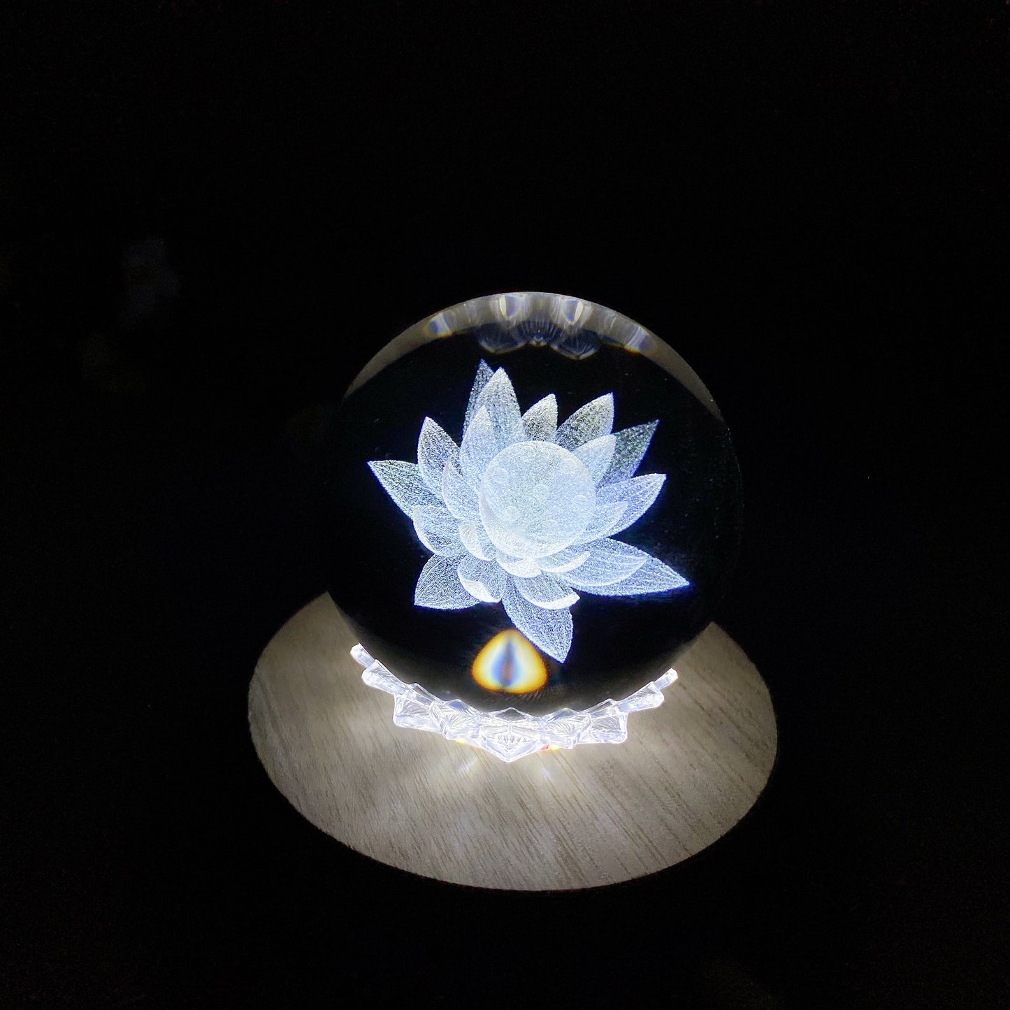 Wooden Lotus Spinning Lamp Stand Crystal Healing Bulk Wholesale