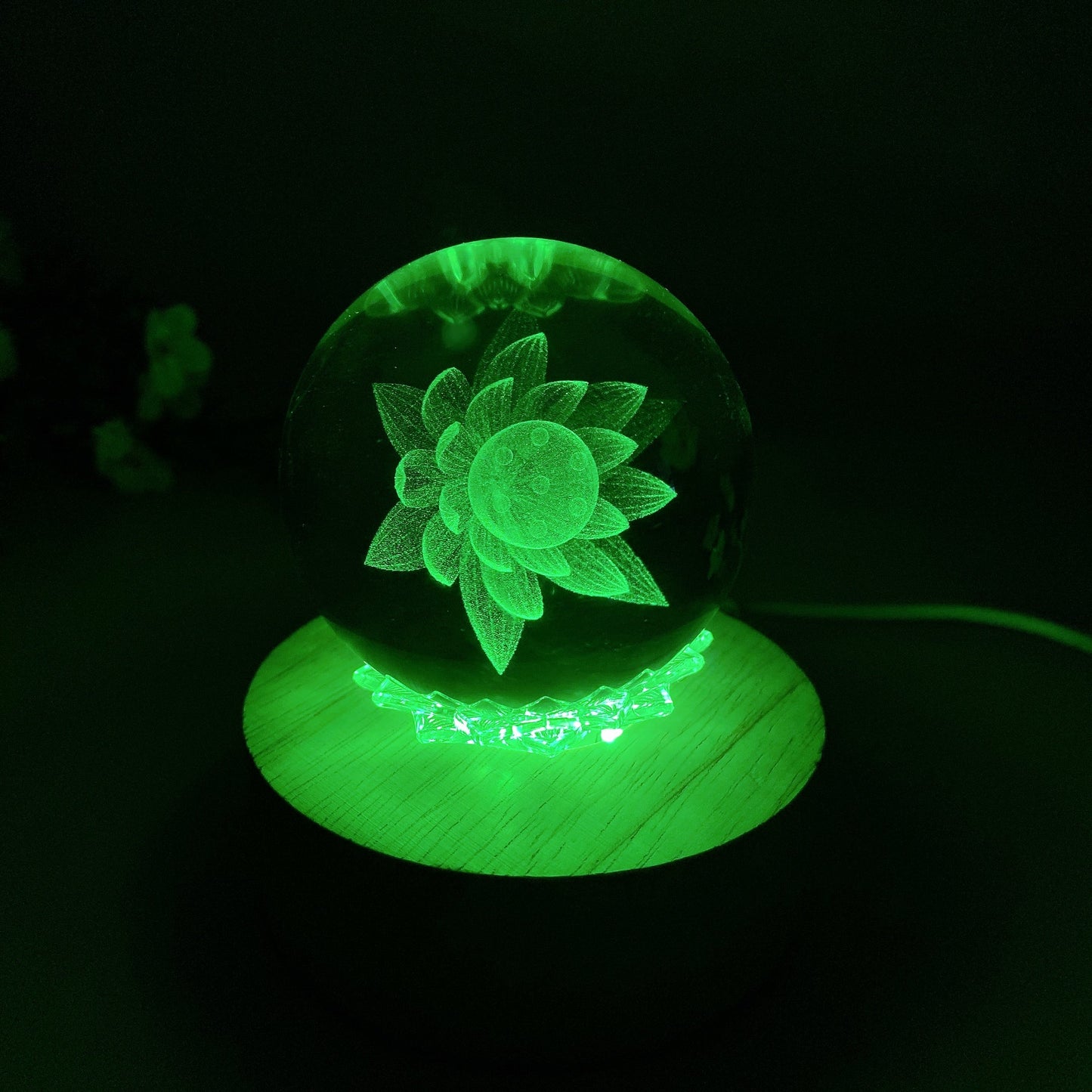 Wooden Lotus Spinning Lamp Stand Crystal Healing Bulk Wholesale