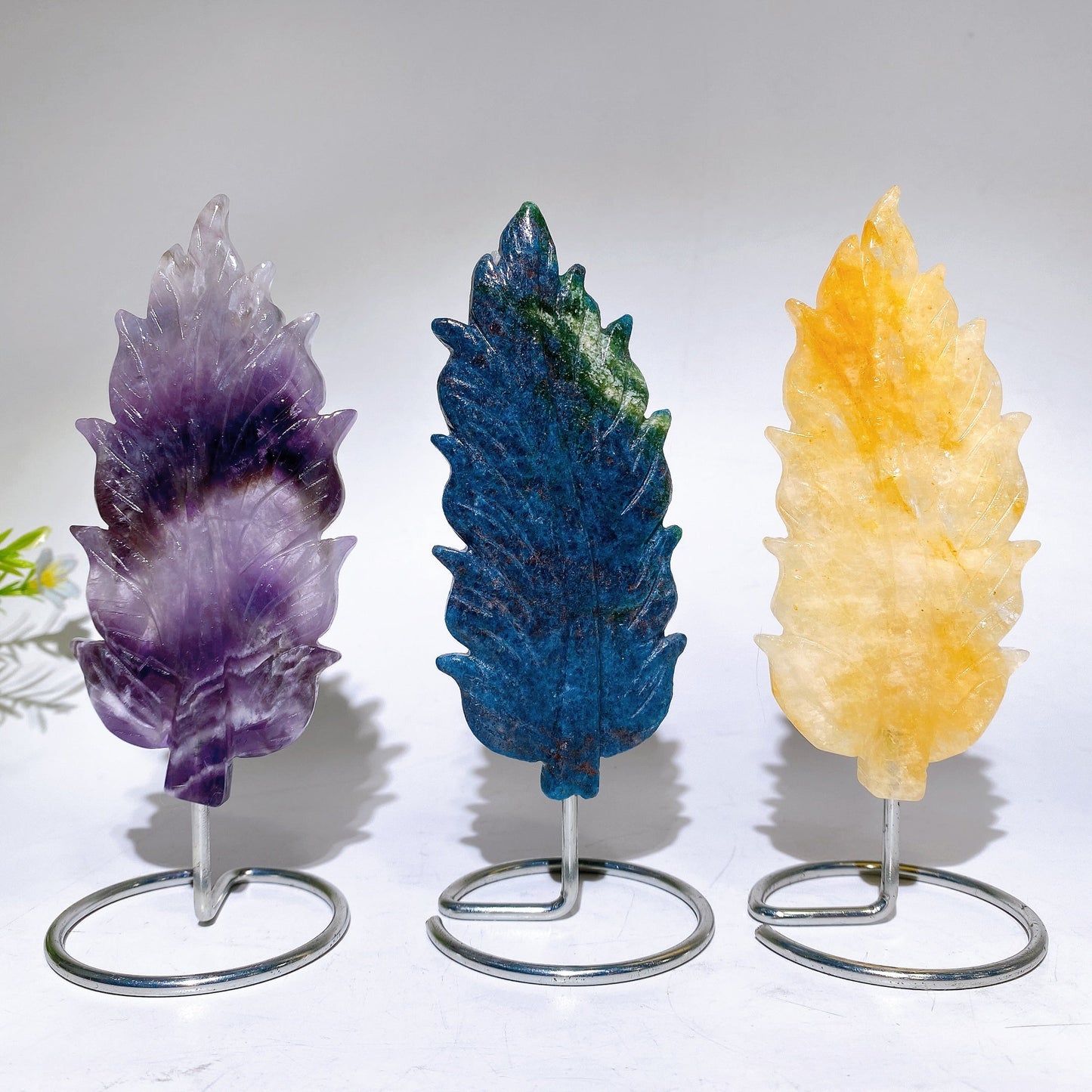Natural Crystal Feather Carving with Stand Crystal Healing Bulk Wholesale