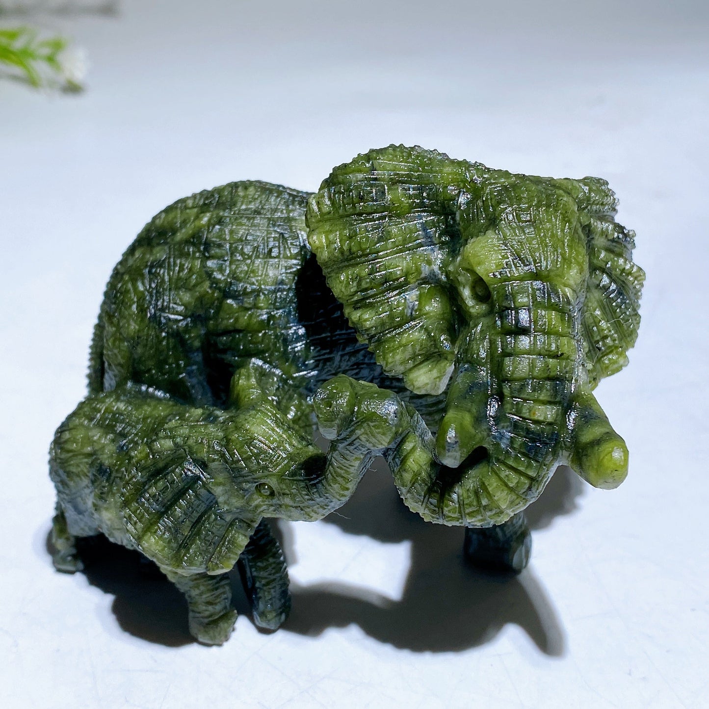 3.4" Hand Carved Natural Serpentine Yooperlite Elephant Crystal Healing Bulk Wholesale