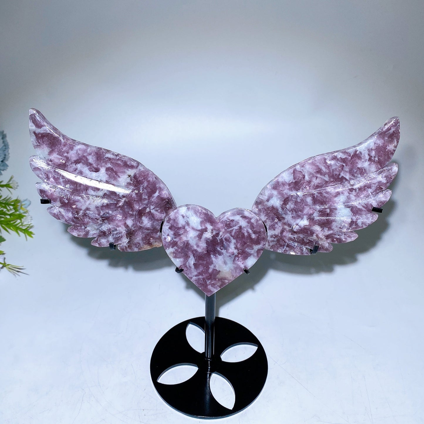 Crystal Heart Wings Carving with Stand Crystal Healing Bulk Wholesale