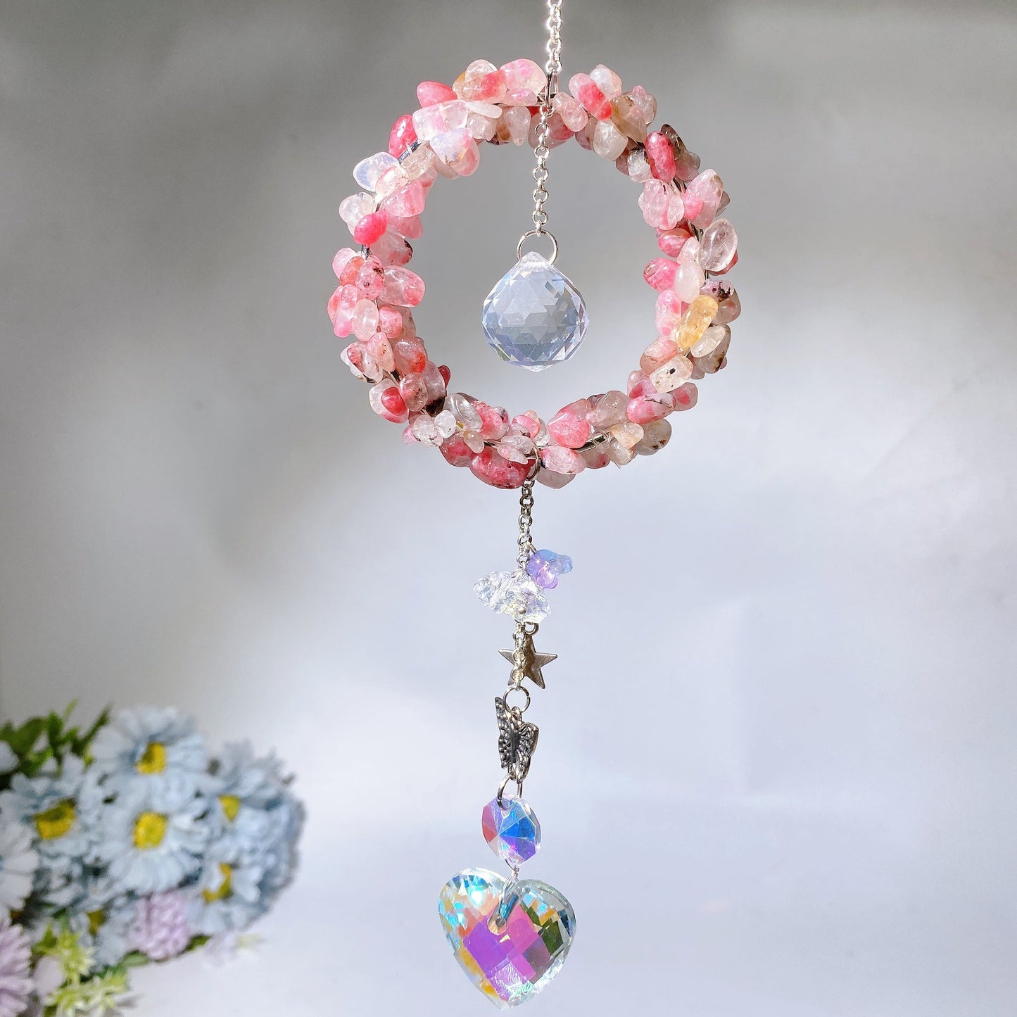 Crystal Chips Suncatcher Hanging Ornament Crystal Healing Bulk Wholesale