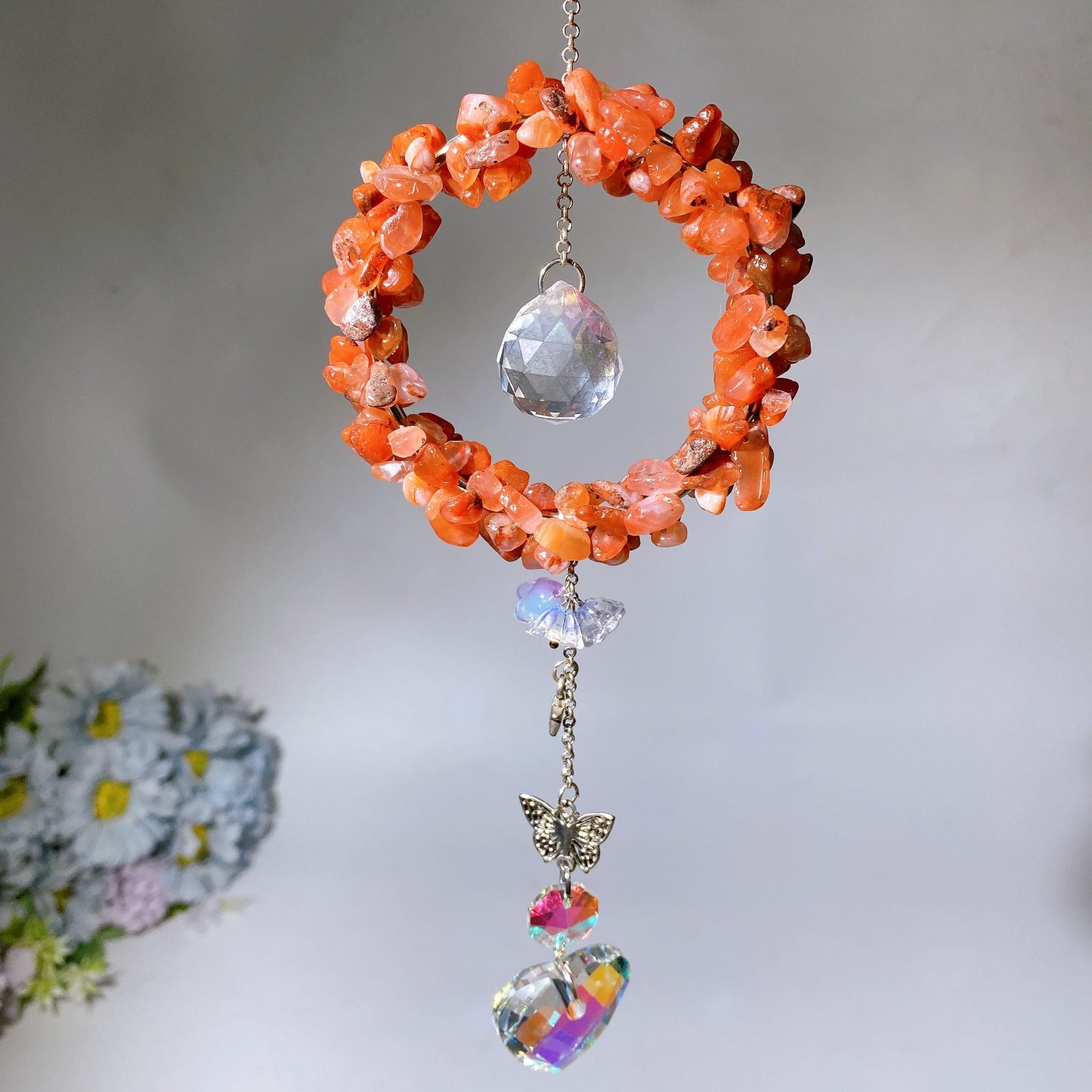 Crystal Chips Suncatcher Hanging Ornament Crystal Healing Bulk Wholesale