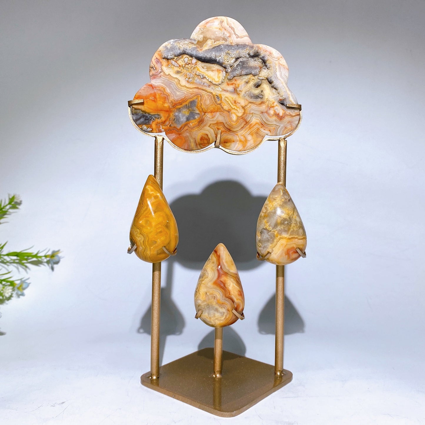 Natural Crystal Cloud Raindrop Carving with Stand Free Form Crystal Healing Bulk Wholesale