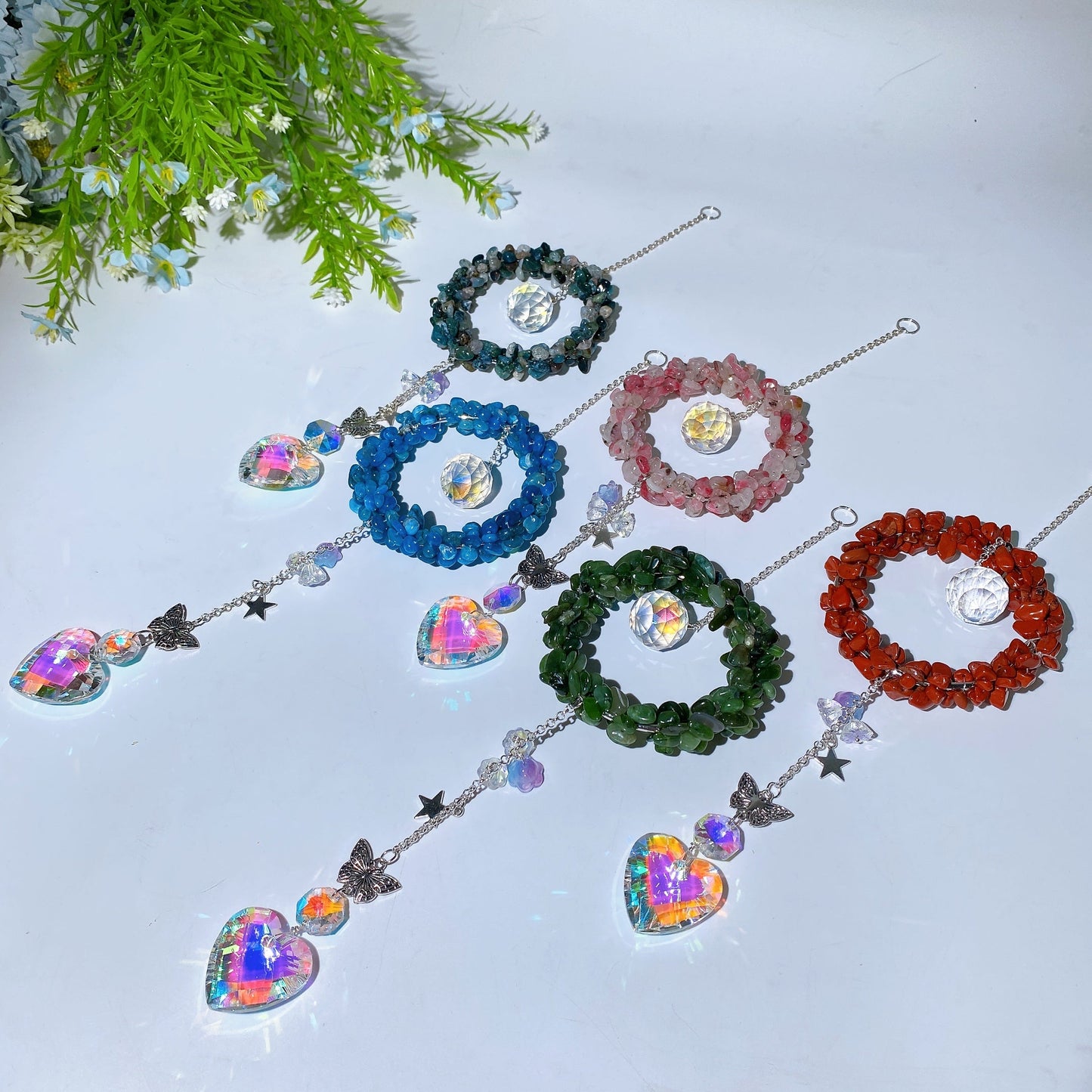 Crystal Chips Suncatcher Hanging Ornament Crystal Healing Bulk Wholesale