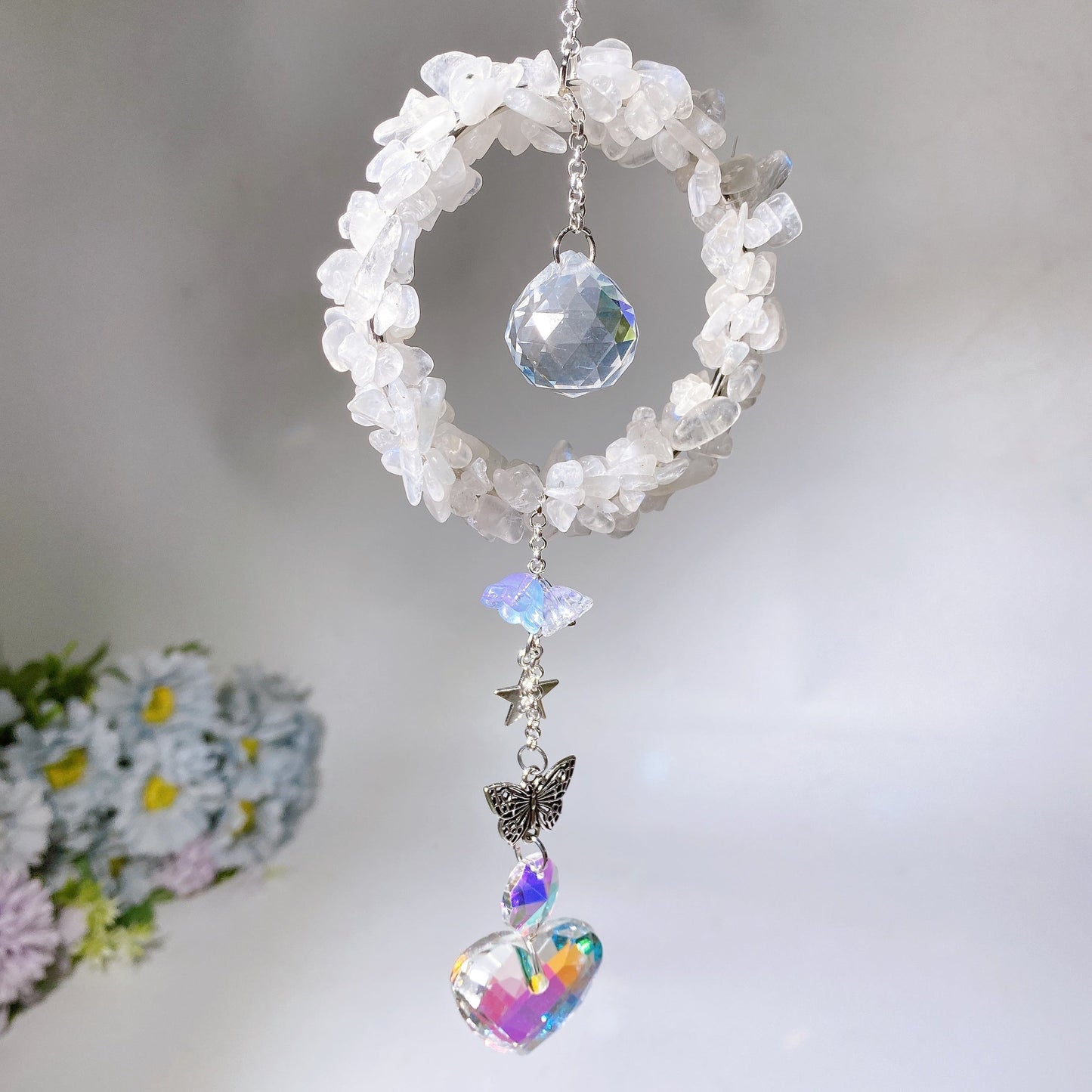 Crystal Chips Suncatcher Hanging Ornament Crystal Healing Bulk Wholesale