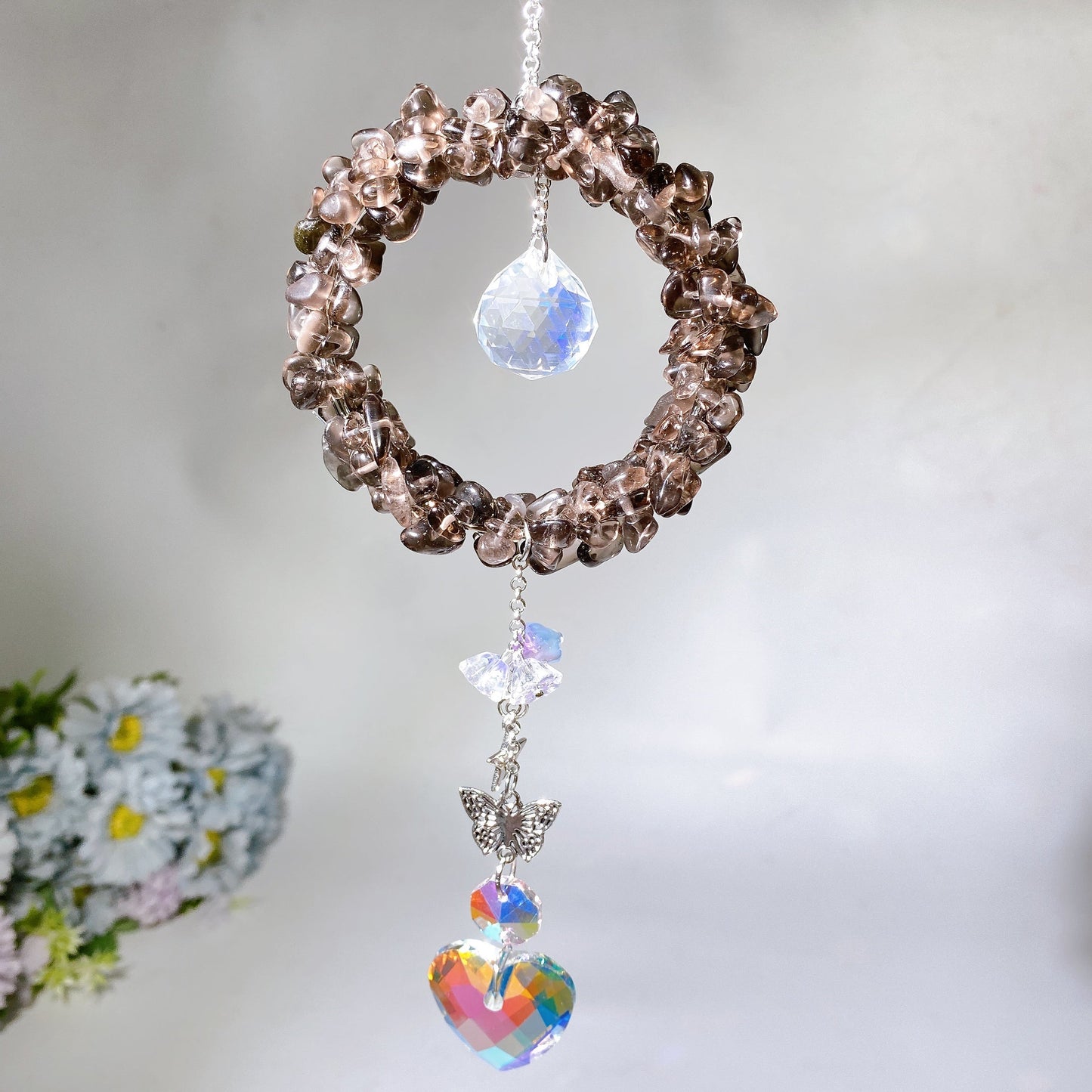Crystal Chips Suncatcher Hanging Ornament Crystal Healing Bulk Wholesale
