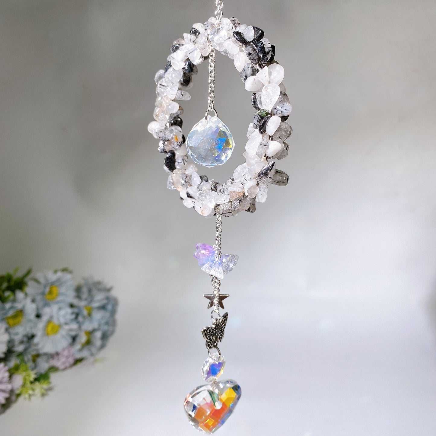 Crystal Chips Suncatcher Hanging Ornament Crystal Healing Bulk Wholesale