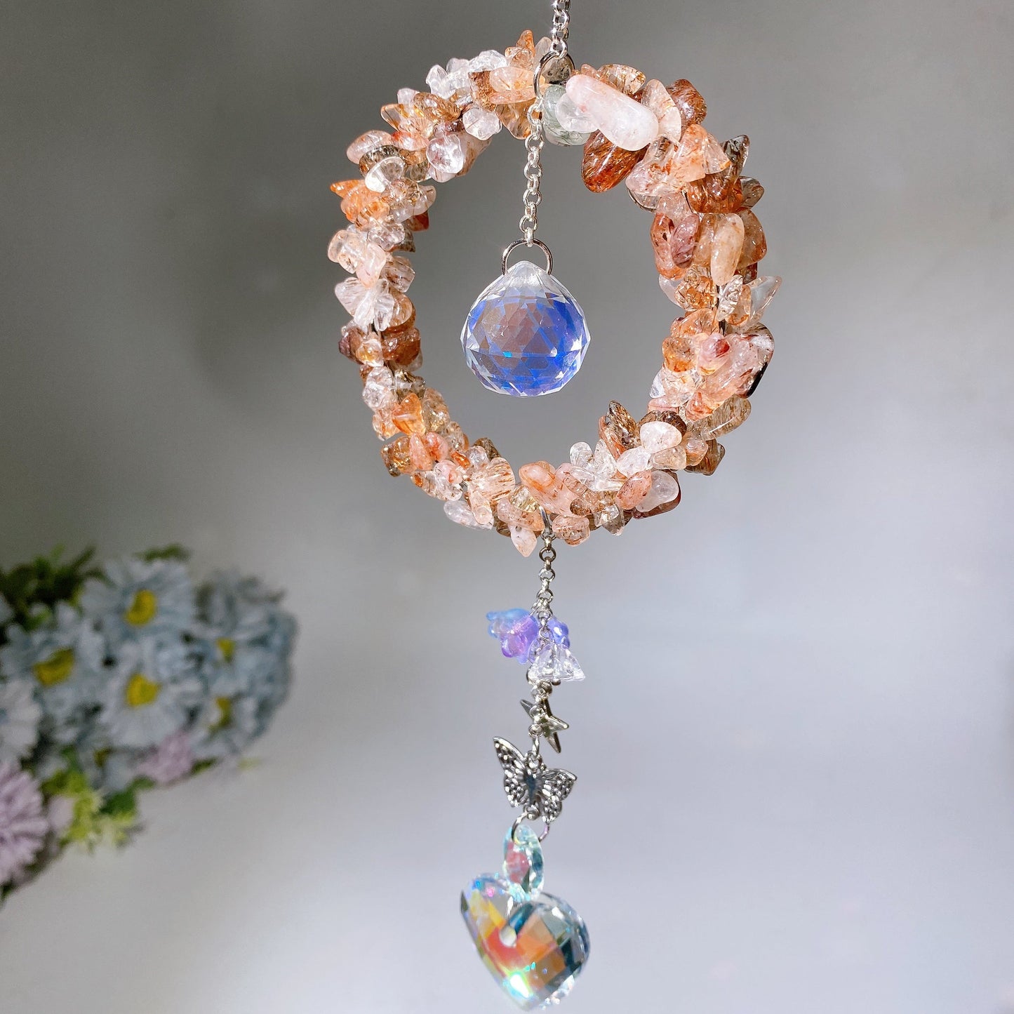 Crystal Chips Suncatcher Hanging Ornament Crystal Healing Bulk Wholesale