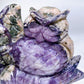 16cm Hand Carved Natural Fluorite Root Owl Crystal Healing Bulk Wholesale