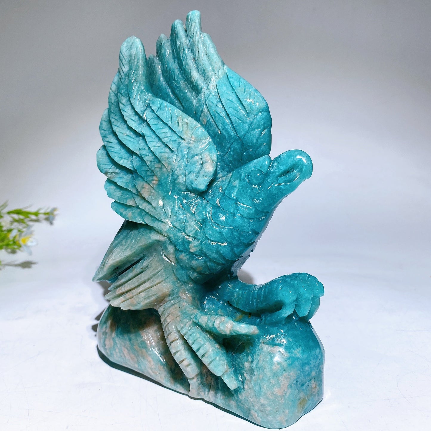 18cm Hand Carved Natural Amazonite Eagle Crystal Healing Bulk Wholesale