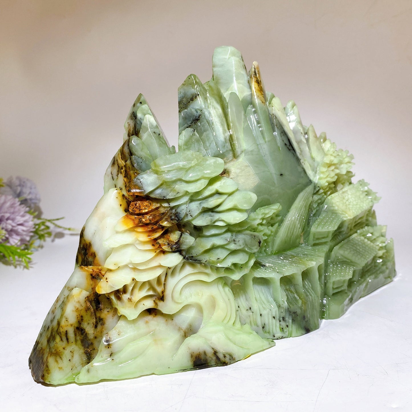 31cm Large Unique Jade Landscape Scenery Carving Crystal Healing Bulk Wholesale
