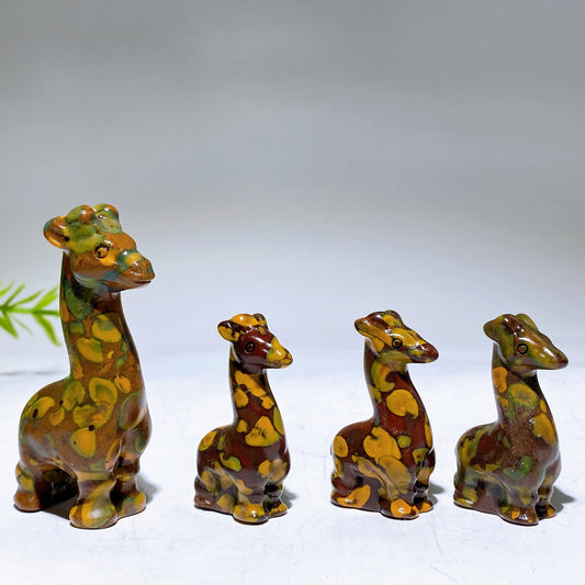 1.5"-2.4" Fruit Jasper Giraffe Carving Crystal Healing Bulk Wholesale