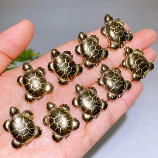 1.1" Drilled Pyrite Turtle Pendant Crystal Healing Bulk Wholesale